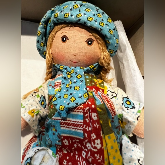 Vintage 70s Knickerbocker Holly Hobbie original Taiwan small fabric calico Doll - Picture 1 of 5